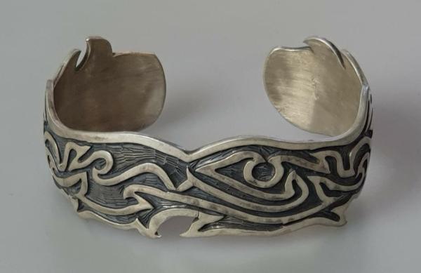 Armspange "Flammen" aus 925er Sterlingsilber, Gewicht: 35,3g