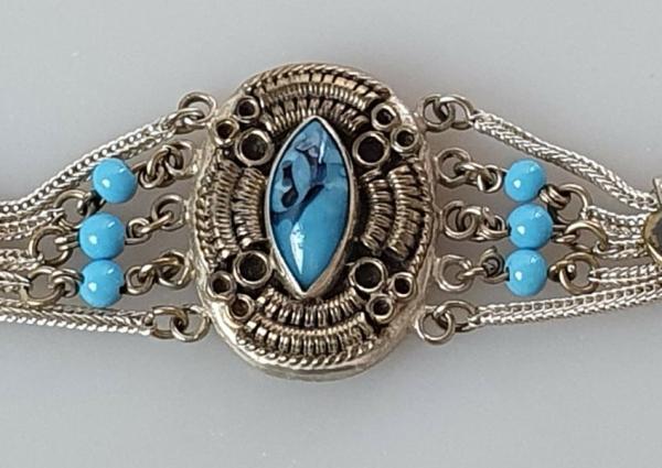 Neo Vintage Armband mit Schmucksteinen aus 800er Silber, Länge: 18,0 cm, Gewicht: 23,6g