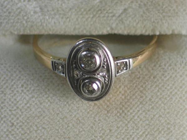 Vintage Altschliff Diamantring 0.24 ct. 585er Gold und Platin, Größe 61, Gewicht: 2,7g