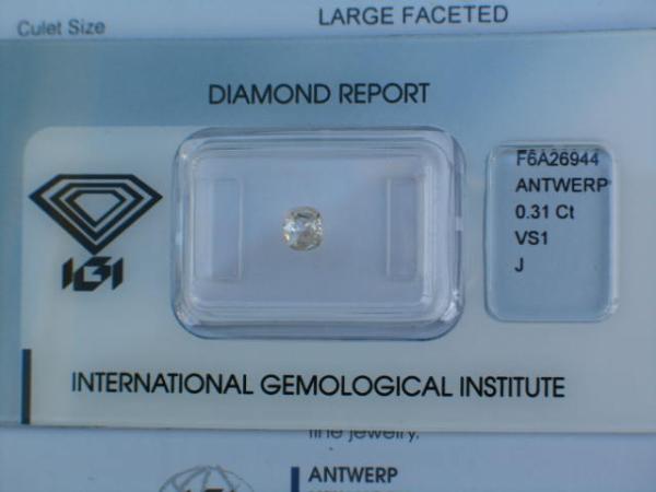 Diamant im Old Mine Cut 0.31 ct/ vs1 mit IGI Report
