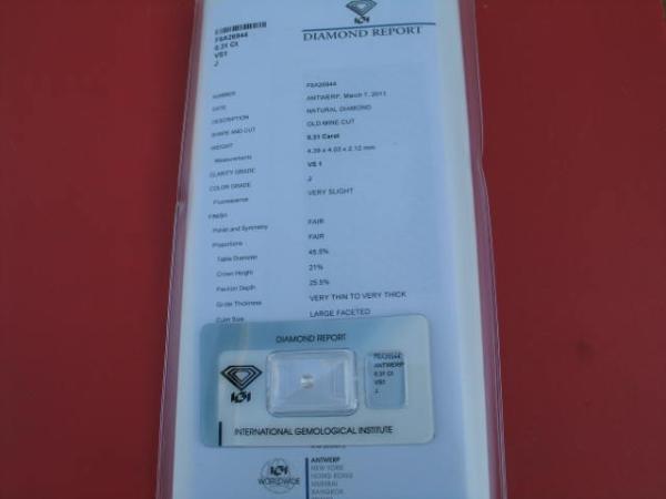 Diamant im Old Mine Cut 0.31 ct/ vs1 mit IGI Report