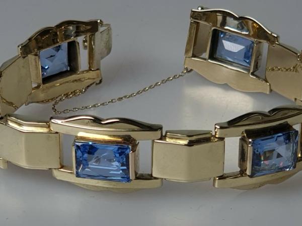 Aquamarin Schmuckarmband mit 22 ct., 585er Gold , Länge 16,5 cm, Gewicht: 24,8g
