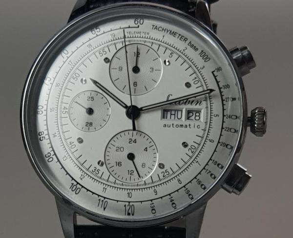 Lubin Automatik Herrenuhr mit schwarzem Lederarmband