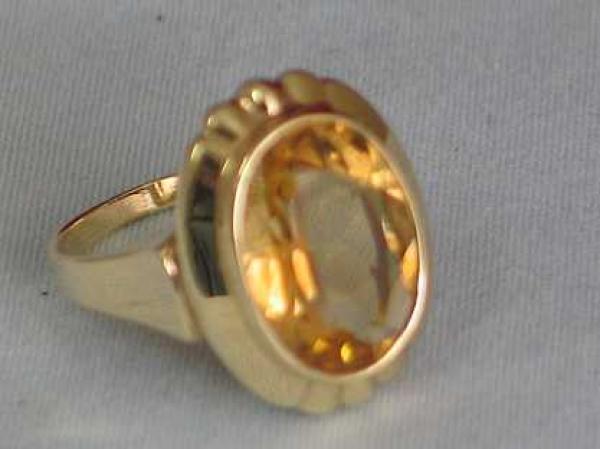 Citrin Edelsteinring mit 5.0 ct. aus 585er Gold, Größe 53, Gewicht: 5,6g