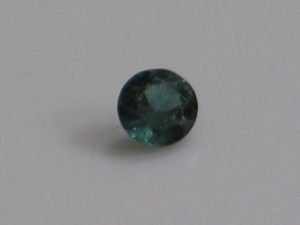 Turmalin, blaugrün, rund, 0.26 ct, Maße: 3,93-3,94 x 2,42 mm