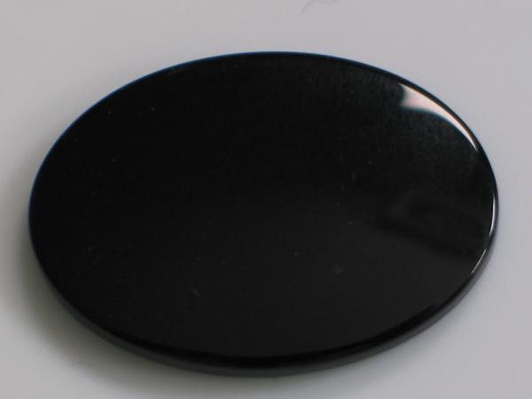 Onyx Platte -schwarz- , Oval, leicht gewölbte Platte, L/B/H 25,27 x 18,24 x 3,01 mm, Gewicht: 12.6 ct.