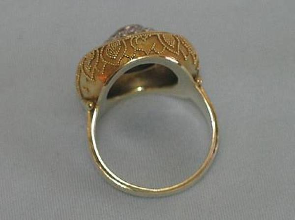 Antikschmuck: Diamantring 14 Diamanten 0.65 ct. 585er Gold, Größe 61, Gewicht: 11,3g