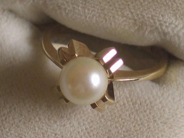 Perlenring aus 585er Gelbgold, Größe 54, Gewicht: 4,3g