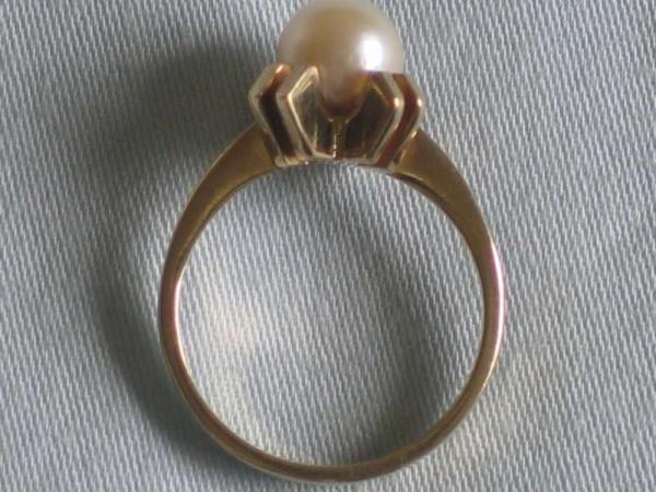 Perlenring aus 585er Gelbgold, Größe 54, Gewicht: 4,3g