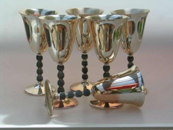 Wolff Silver: 6x versilberte Eistüten bzw. Eisbecher Höhe 20 cm