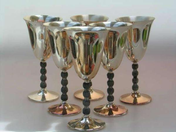 Wolff Silver: 6x versilberte Eistüten bzw. Eisbecher Höhe 20 cm