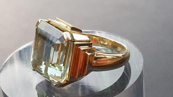 Vintage: Aquamarin Ring im Emeraldschliff, 585er Gold, Größe 53, Gewicht: 15,7g
