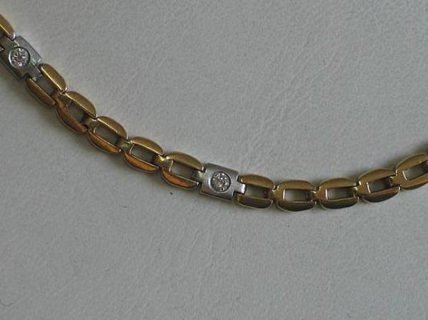 Diamant Halskette / Collier 0.30 ct., 750er Gelb- mit Weißgold, Länge 43,8, Gewicht: 30,0g