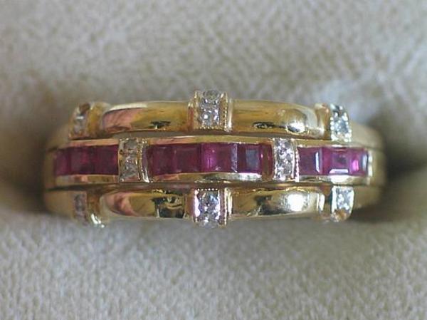Variabler "3 in 1 Ring" 750er Gold mit Diamanten, Saphiren, Rubinen, Smaragden, Größe 54, Gewicht: 7,5g
