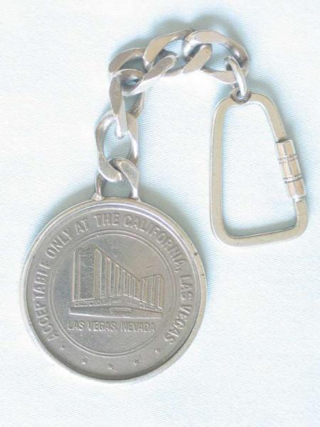 Schlüsselanhänger aus Silber mit Medaille "One Dollar Gaming Token Las Vegas 1979" Casino "California" Nevada, Gewicht: 38,0 Gramm