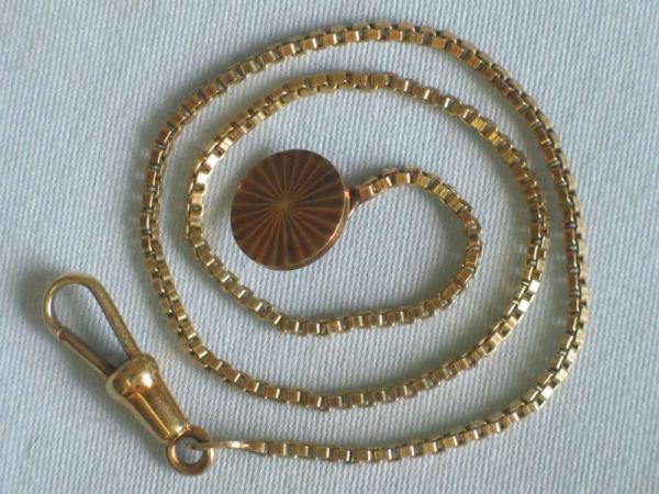 Taschenuhrkette im Venezianerkettenstil aus 585er Gold, Länge: 26 cm Gewicht: 5,7 Gramm