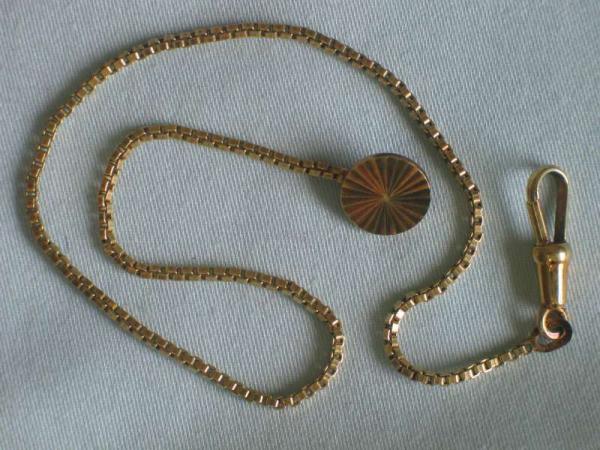 Taschenuhrkette im Venezianerkettenstil aus 585er Gold, Länge: 26 cm Gewicht: 5,7 Gramm