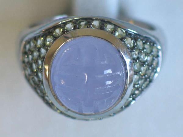 Ring aus 925er Sterlingsilber mit Zirkonia und Schmuckstein, Größe 62 Gewicht: 8,6 Gramm