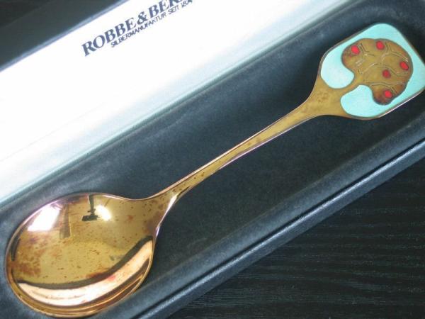 Robbe & Berking Jahreslöffel, groß, "Apfelbaum 1982" aus 925er Sterlingsilber, Gewicht: 63,6g