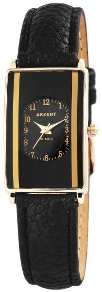 Akzent Damenuhr mit Kunstlederband, schwarz