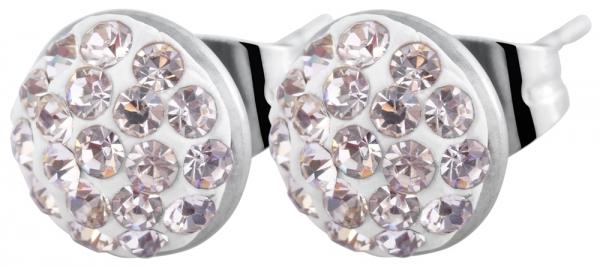 Akzent Edelstahl Ohrstecker mit Kristallsteinen, silberfarbig