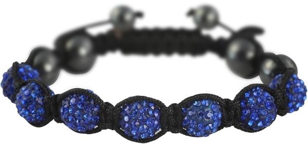 Geflochtenes Armband aus Textil und Kunststoff in Blau/Schwarz