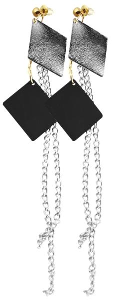 Cham Cham Ohrstecker Bicolor - silber/schwarz