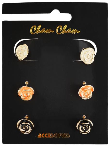JZ10 Cham Cham Ohrstecker, Goldfarbig/Mehrfarbig, VE 3 Stück