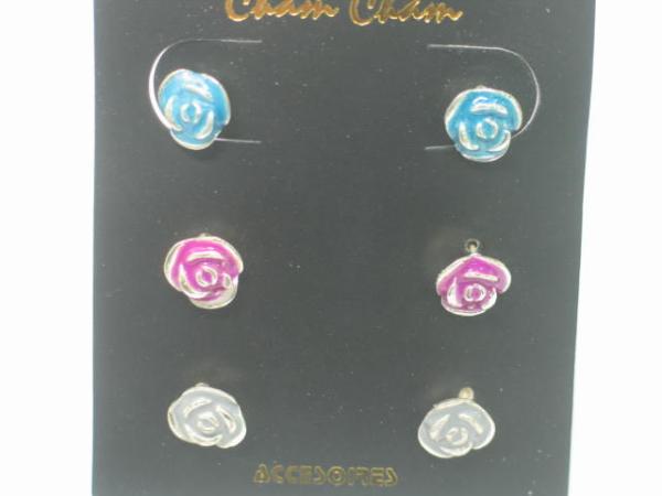 JZ11 Cham Cham Ohrstecker, Silberfarbig/Mehrfarbig, VE 3 Stück