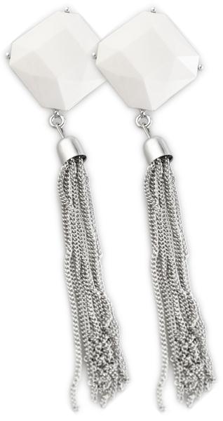 Cham Cham Ohrstecker, silberfarbig/weiss (Elfenbeinton)