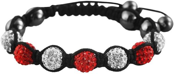 Cham Cham Geflochtenes Armband aus Textil und Kunststoff in Rot/Weiss/Schwarz