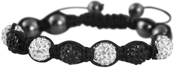 Cham Cham Geflochtenes Armband aus Textil und Kunststoff in Weiss/Schwarz/Schwarz