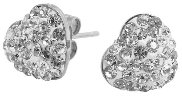 Akzent Edelstahl Ohrstecker Herz mit 58 Kristallsteinen