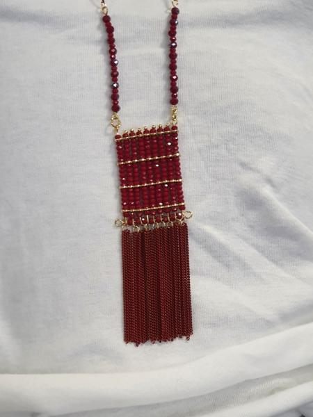 Stylische Schmuckstein Halskette, Länge: 80 cm (individuell kürzbar)