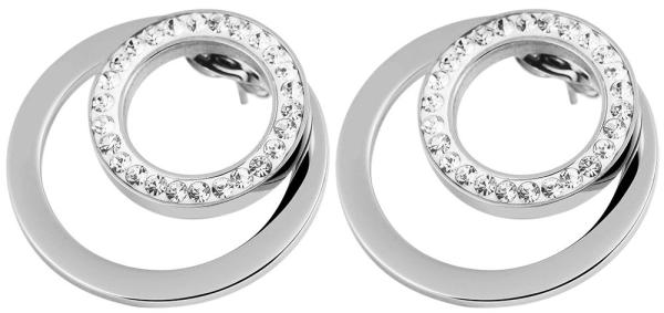 Akzent Edelstahl Ohrstecker mit Kristallsteinen, silberfarben, Durchmesser 22 mm