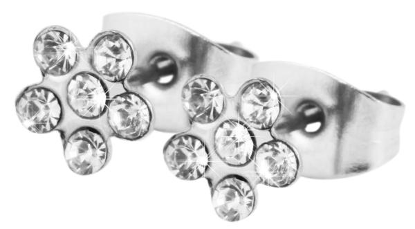 Akzent Edelstahl Ohrstecker "Stern" mit Kristallsteinen, silberfarben