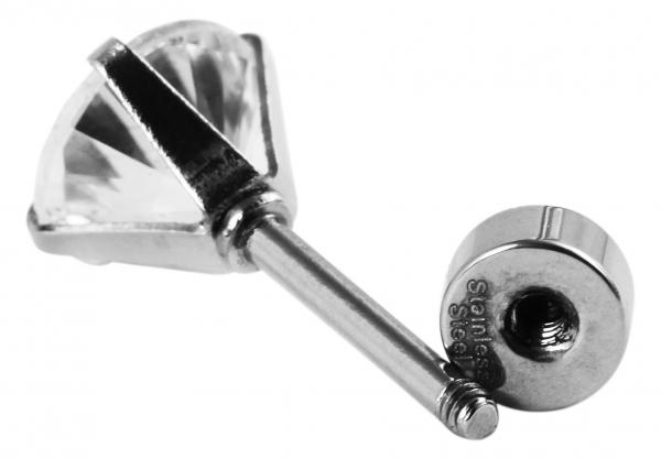 Akzent Edelstahl Ohrstecker mit klaren Kristallsteinen, silberfarben