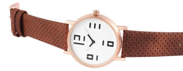 Excellanc Damenuhr mit braunem Kunstlederband