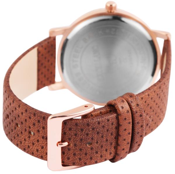 Excellanc Damenuhr mit braunem Kunstlederband