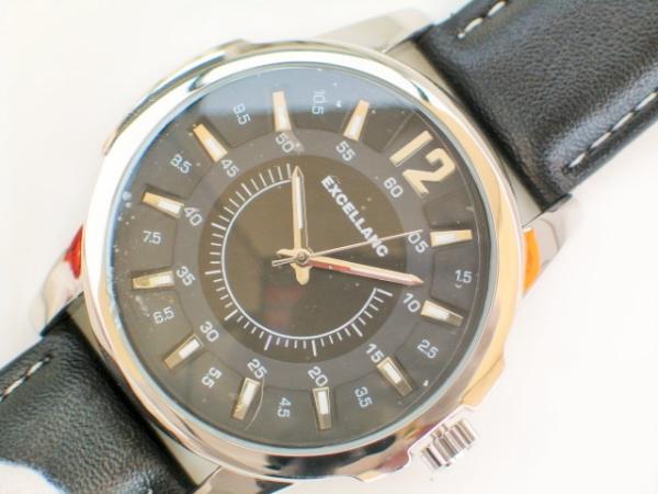 Excellanc Herrenuhr mit Band aus Kunstleder, schwarz