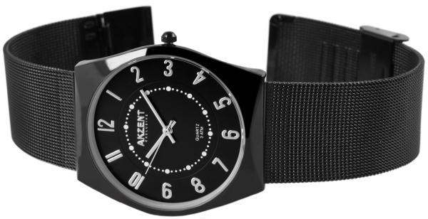 AKZENT EXCLUSIVE Herrenuhr mit Edelstahl Meshband