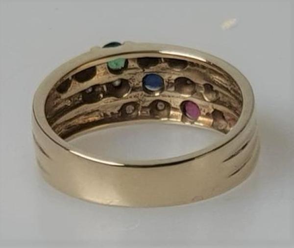 Diamantring mit Smaragd-Saphir- Rubin aus 585er Gold, Größe 54, Gewicht: 4,0g