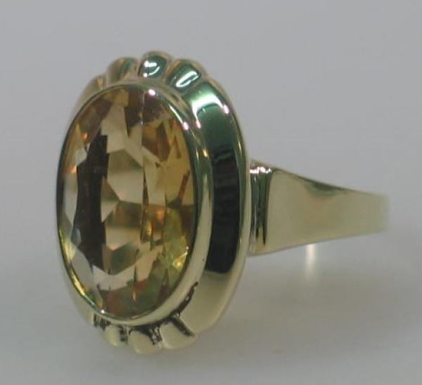 Citrin Edelsteinring mit 5.0 ct. aus 585er Gold, Größe 53, Gewicht: 5,6g