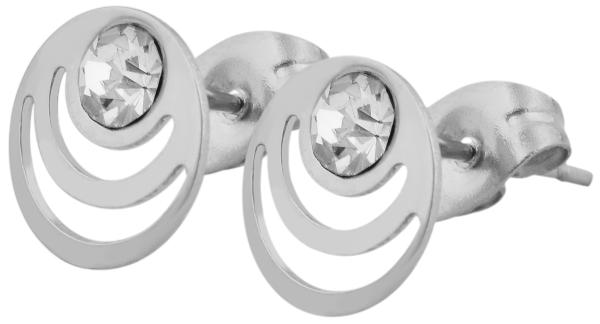 Akzent Edelstahl Ohrstecker, silberfarben mit Schmuckstein