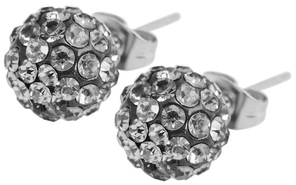 Akzent Edelstahl Kugel Ohrstecker mit Swarovski Kristallen