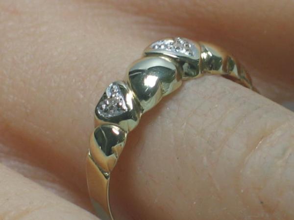 Diamantring "I love you" 585er Gold mit Herzchen und 3 Diamanten, Größe 53, Gewicht: 1,5g