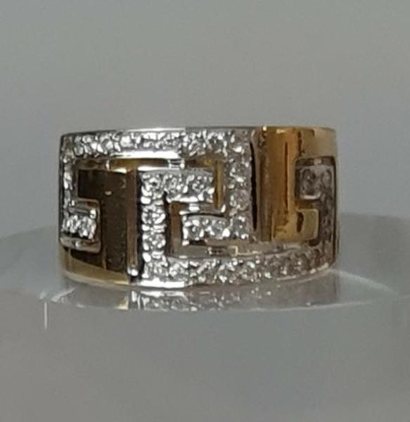 Stylischer Diamantring (40 Diamanten, 0.77 ct) aus 750er Gelb und Weißgold, Größe 55, Gewicht: 10,4g