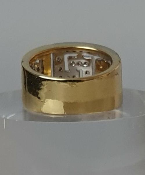 Stylischer Diamantring (40 Diamanten, 0.77 ct) aus 750er Gelb und Weißgold, Größe 55, Gewicht: 10,4g