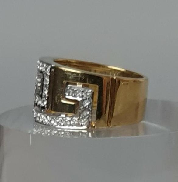 Stylischer Diamantring (40 Diamanten, 0.77 ct) aus 750er Gelb und Weißgold, Größe 55, Gewicht: 10,4g