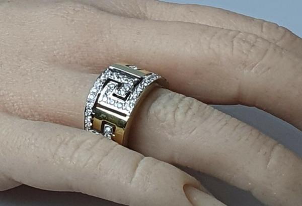 Stylischer Diamantring (40 Diamanten, 0.77 ct) aus 750er Gelb und Weißgold, Größe 55, Gewicht: 10,4g